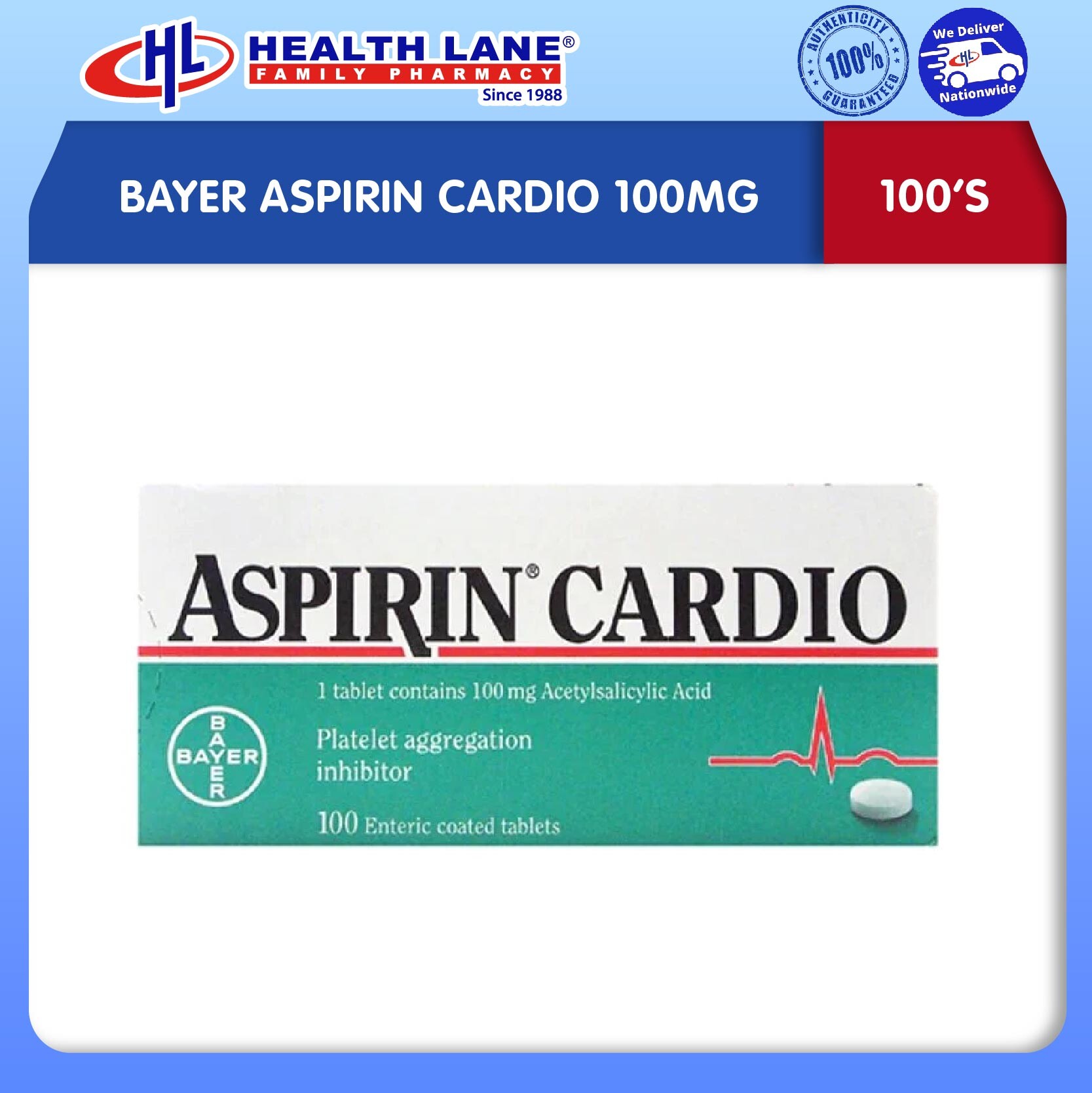 BAYER ASPIRIN CARDIO 100MG (100'S)